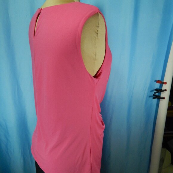 Calvin Klein Sleeveless Top Hot Pink Ruched Waist Blouse Sz Large NWOT - Picture 5 of 11